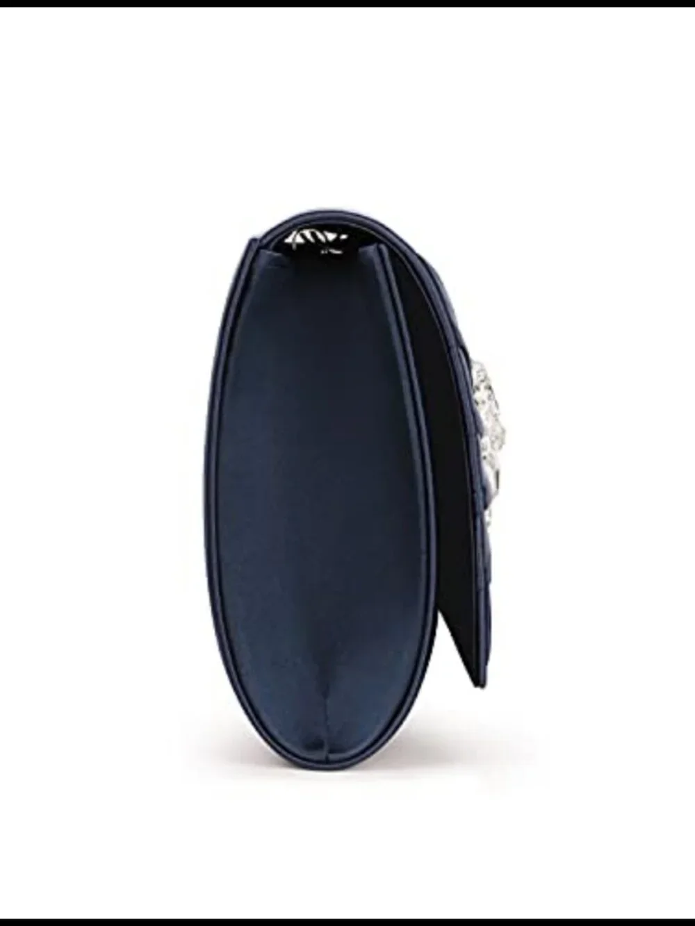 Pleated Satin Rhinestone Evening Clutch Detachable Chain Crossbody